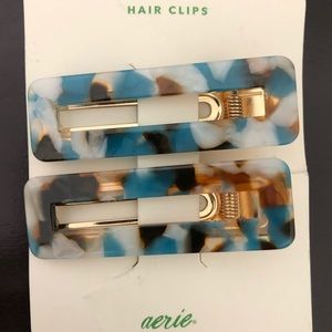 Blue Tortoise Shell Hair Clips